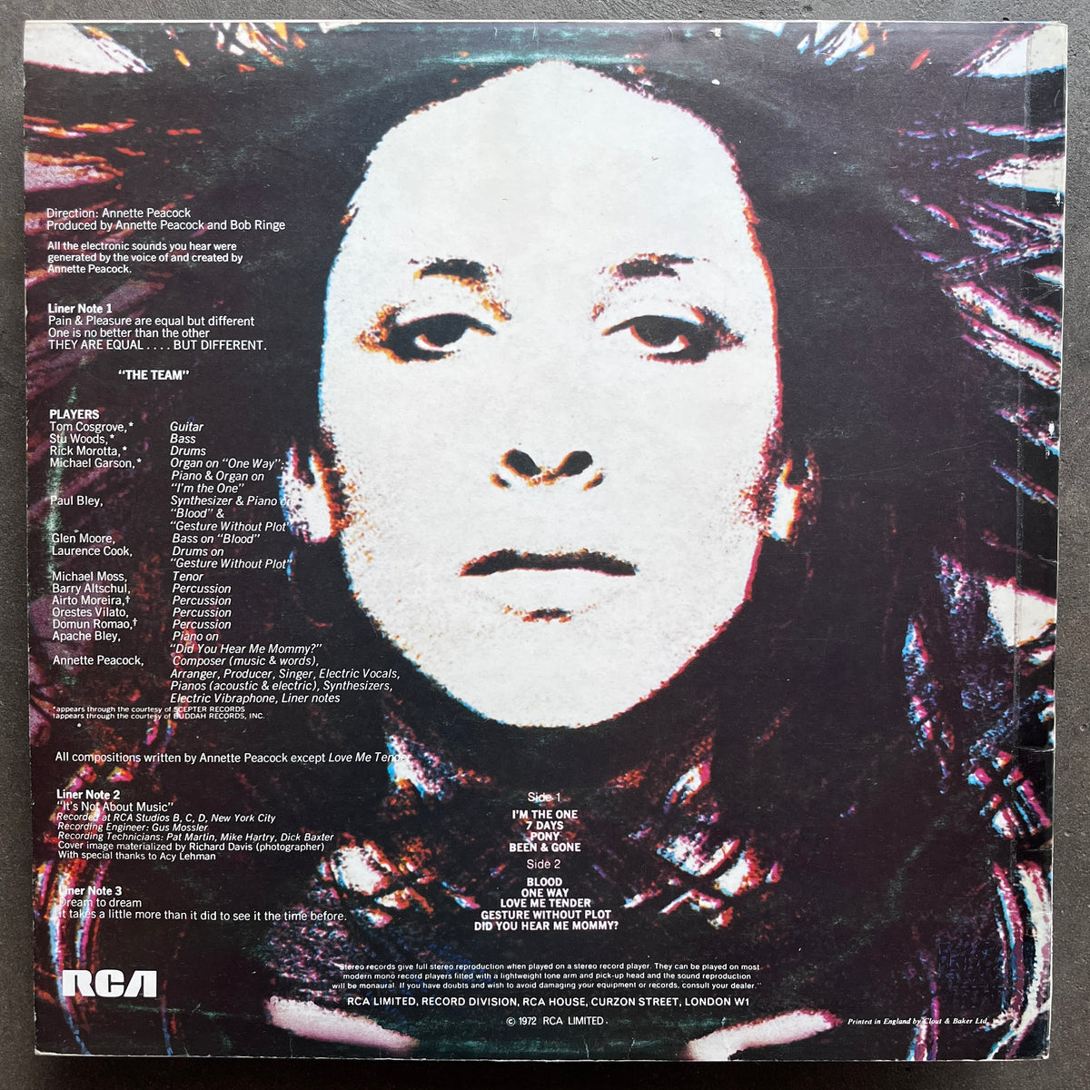 Annette Peacock I'm The One LP レコード Annette Peacock – I'm The One – All Night Flight Records