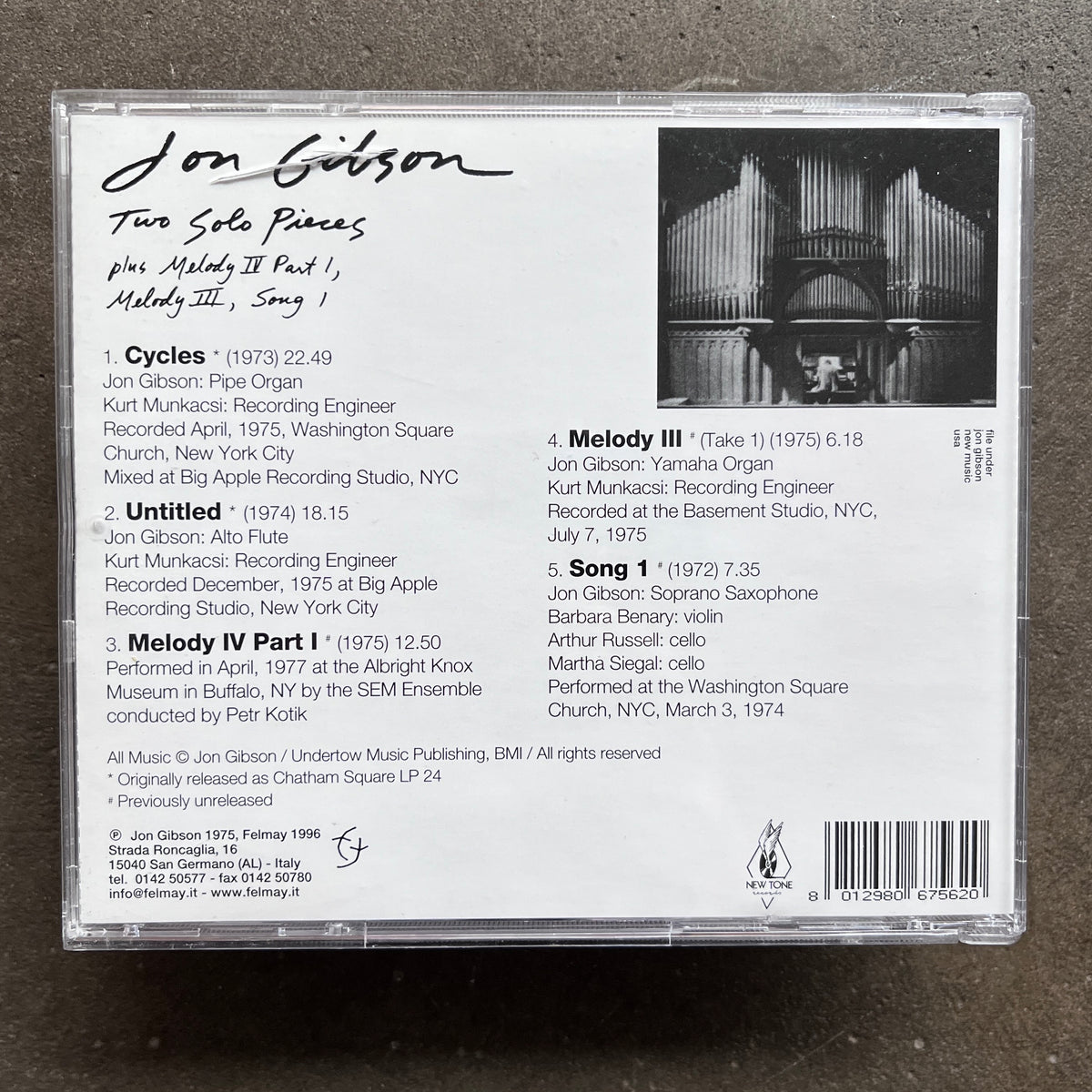 Jon Gibson – Two Solo Pieces – All Night Flight Records