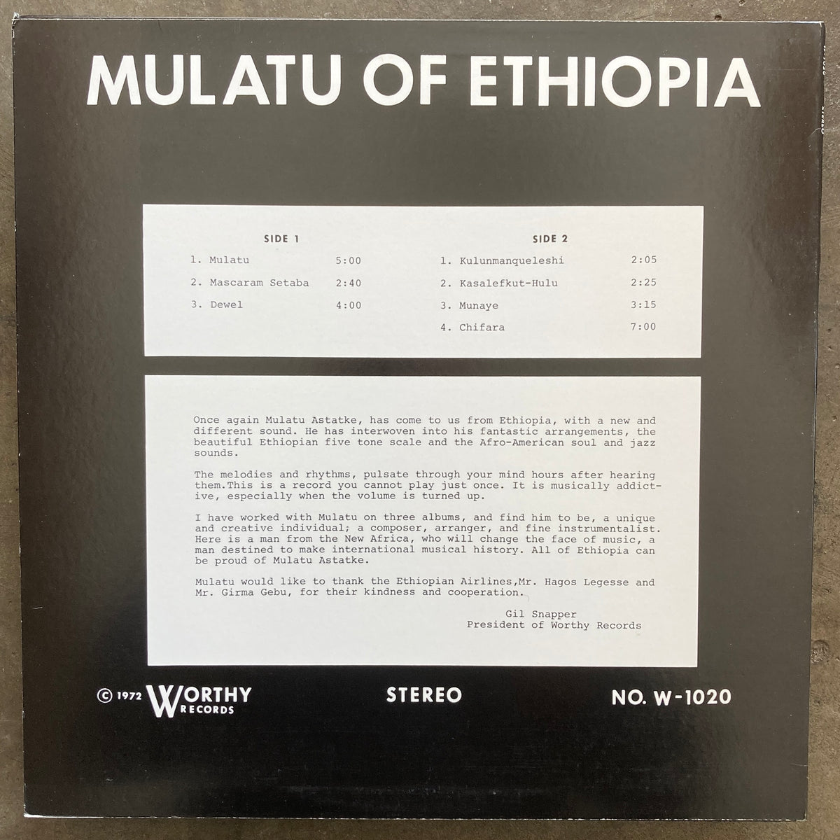Mulatu Astatke ‎– Mulatu Of Ethiopia – All Night Flight Records