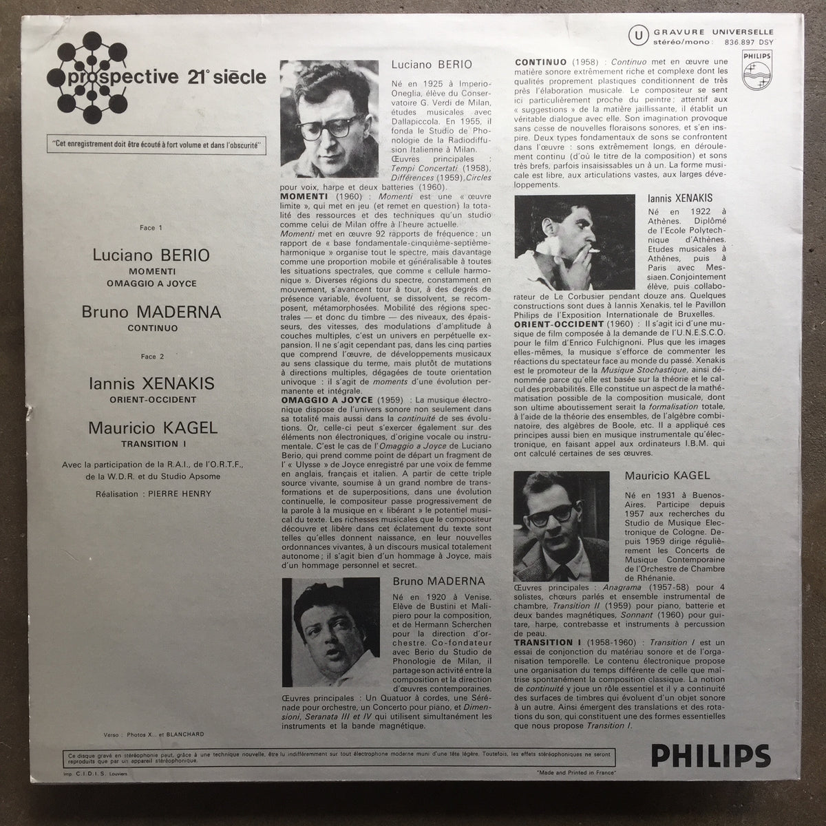 Xenakis / Berio / Maderna / Kagel OrientOccident / Moments · Homage