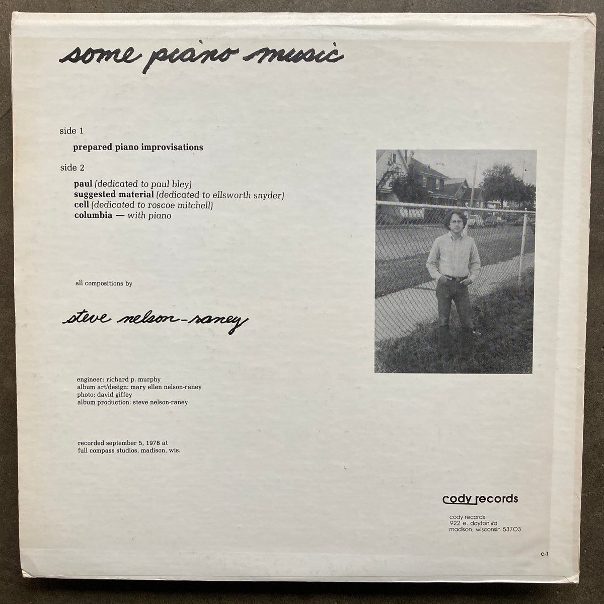 Steve Nelson-Raney – Some Piano Music – All Night Flight Records