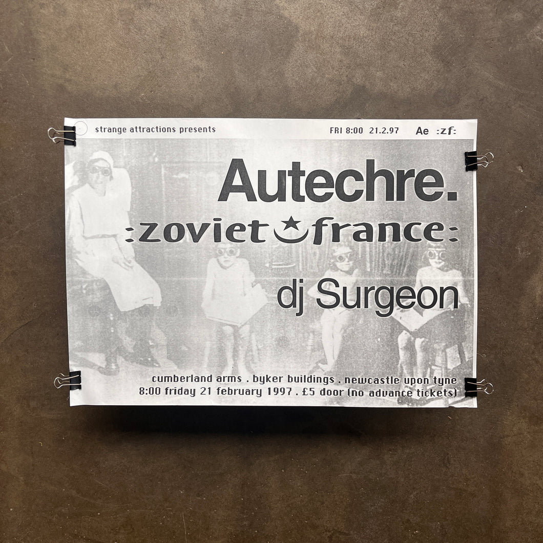 Autechre / Zoviet France / DJ Surgeon - gig poster 1997 - Newcastle