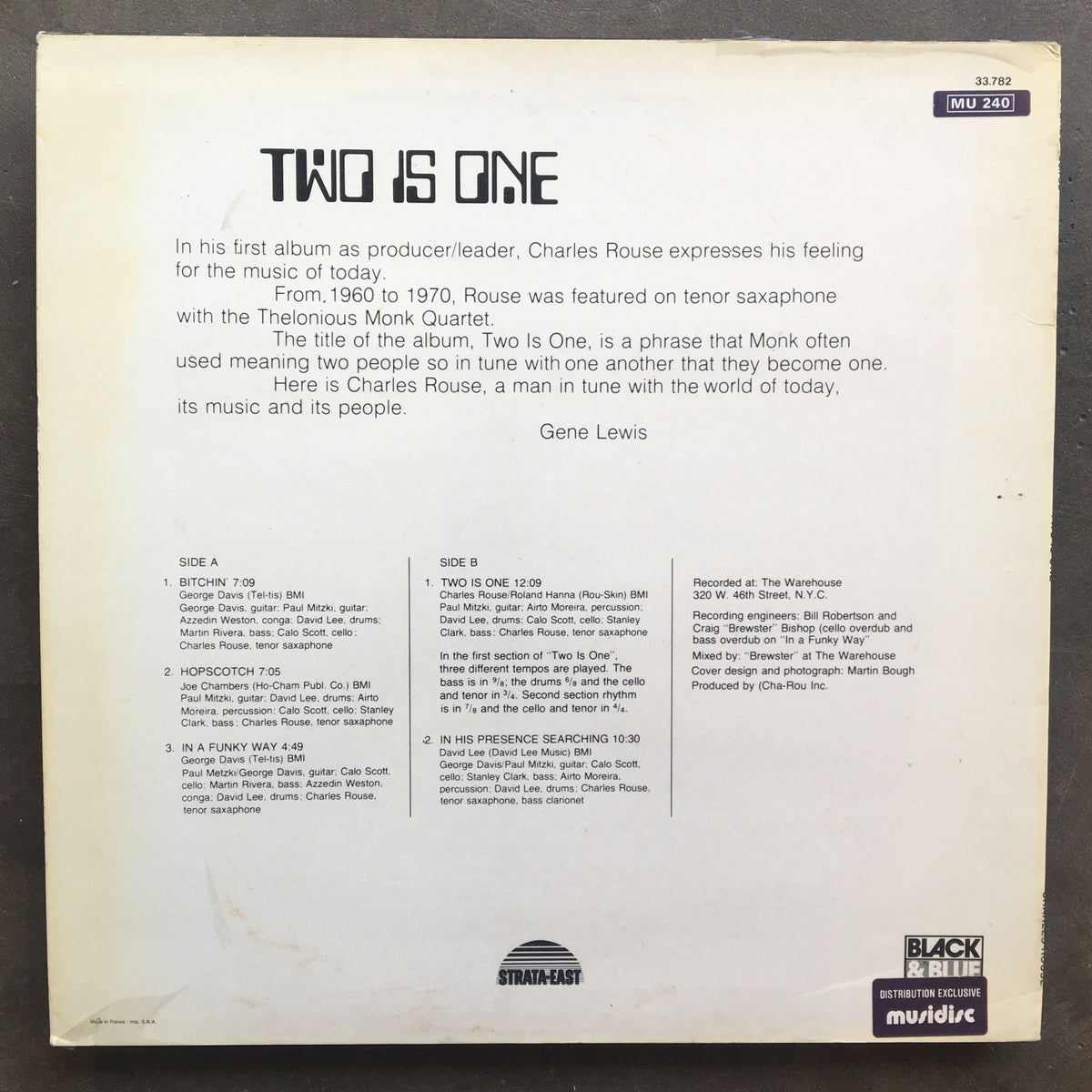 Charles Rouse – Two Is One – All Night Flight Records